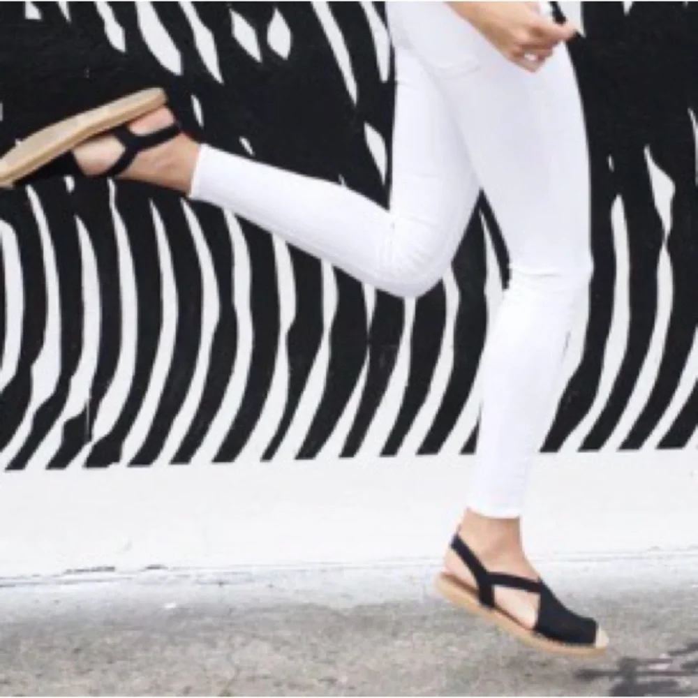 Navy Espadrille Slingback Flats with Crisscross Straps